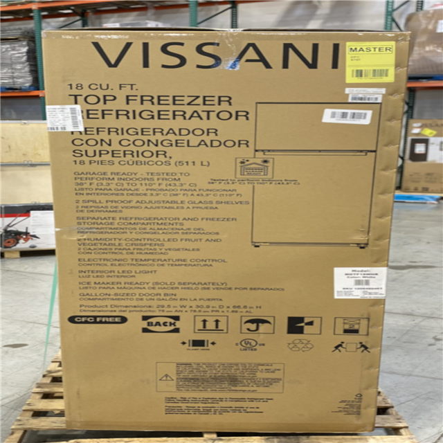DALLAS LOCATION NEW! Vissani 18 cu. ft. Top Freezer Refrigerator DOE
