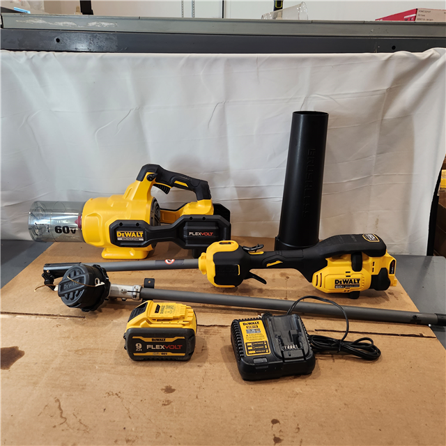 AS IS DEWALT 60Volt Cordless LithiumIon String Trimmer and Blower Combo Kit