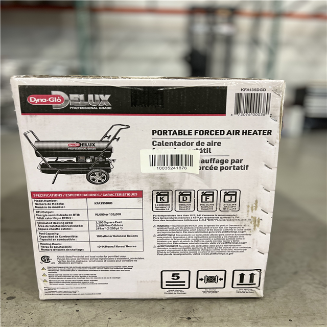 LIKE NEW! DynaGlo Delux 95K or 135K BTU Kerosene Forced Air Heater